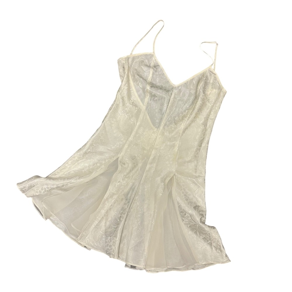 Vintage L.A. Intimates Low Back‎ Chiffon & Satin Slip Gown Ivory Size S